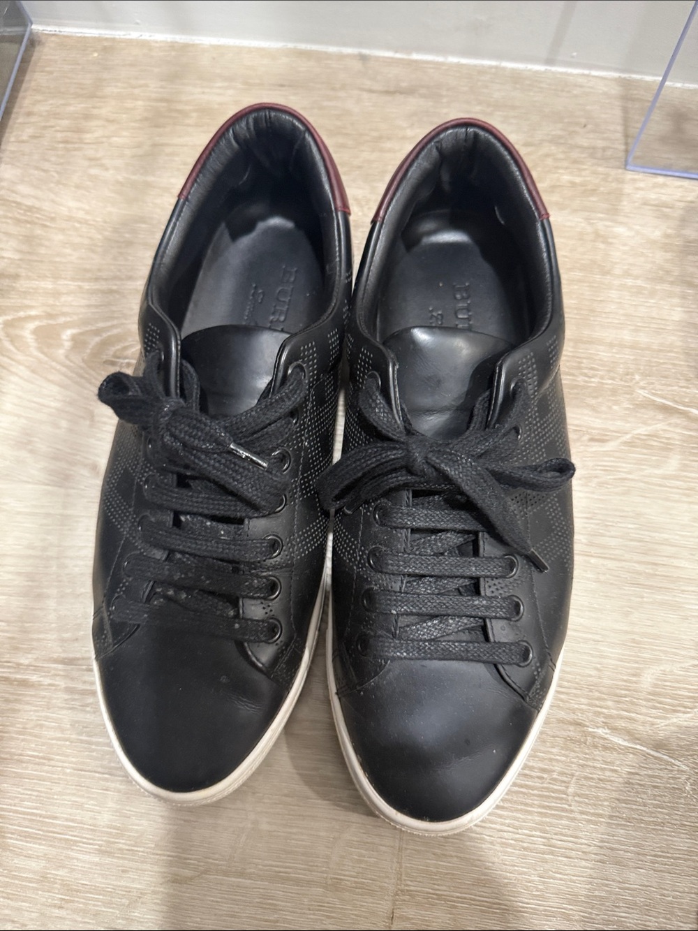 Men's Burberry Black Leather Casual Sneakers